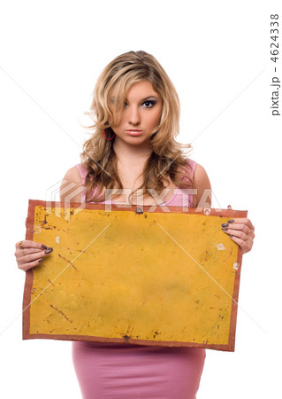 Young woman posing with yellow board Young woman posing with yellow board 4624338