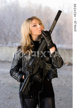 Hot girl in leather jacket Hot girl in leather jacket 4624596