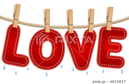 Textile LOVE drying on a clothesline 4625657