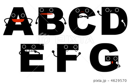 顔つきアルファベットa Gのイラスト素材