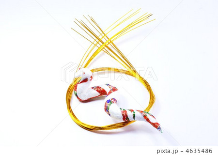 友禅柄蛇・横位置白バック 4635486