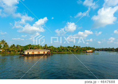 Houseboat on Kerala backwaters, India Houseboat on Kerala backwaters, India 4647688