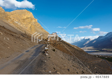 Road to Kee (Ki, Key) Monastery. Spiti Valley,  Himachal Pradesh 4647889