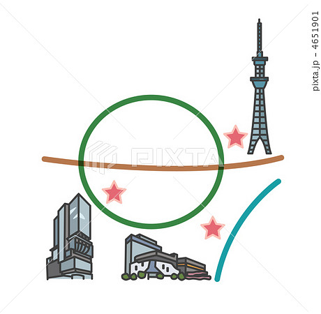 スカイツリー 渋谷ヒカリエ ダイバーシティお台場の地図のイラスト素材