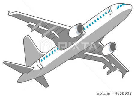 飛行機 白 煽り構図のイラスト素材