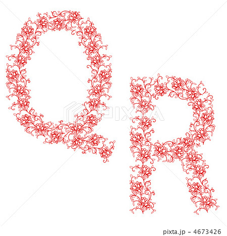 Hand drawing ornamental alphabet. Letter QR 4673426