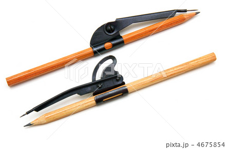 Two pencils and compasses on a white background 4675854