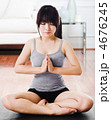 Asian woman practicing yoga at home. 4676245