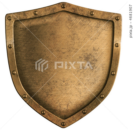 aged brass or bronze metal shield isolated on white 4681907