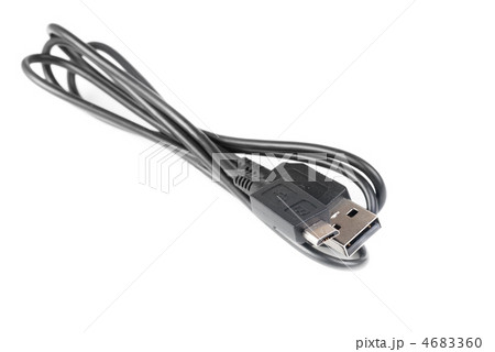 Black computer microusb cables on white background Black computer microusb cables on white background 4683360