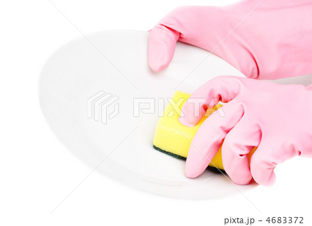 hands in glove with latex holding sponge add bowl isolated on white hands in glove with latex holding sponge add bowl isolated on white 4683372