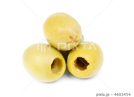 Some pitted olives isolated on the white background Some pitted olives isolated on the white background 4683454