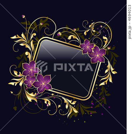 golden floral frame with stars 4694013