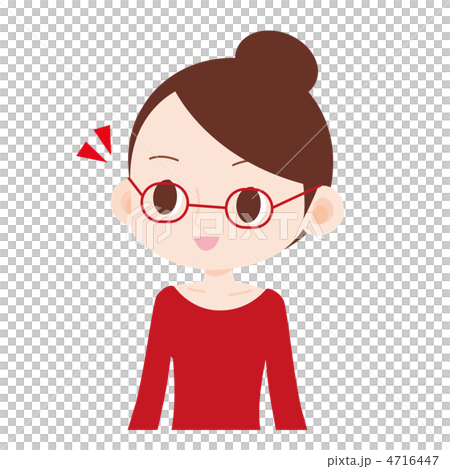 女性上身紅眼睛戴著眼鏡 4716447