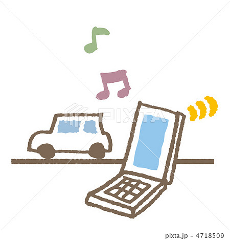 車とケータイ 置き忘れ のイラスト素材