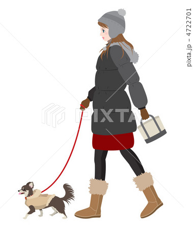 犬とお散歩 チワワのイラスト素材