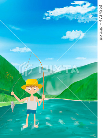 子供 釣り イラストのイラスト素材