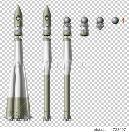 hi-detailed space rocket with first spaceship hi-detailed space rocket with first spaceship 4728497