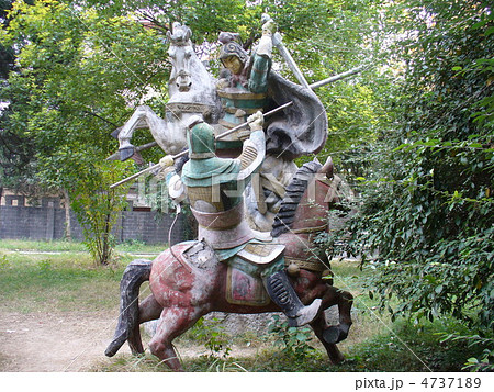 湖北省当陽 長坂坡公園 単騎で阿斗を救い出した趙雲の写真素材