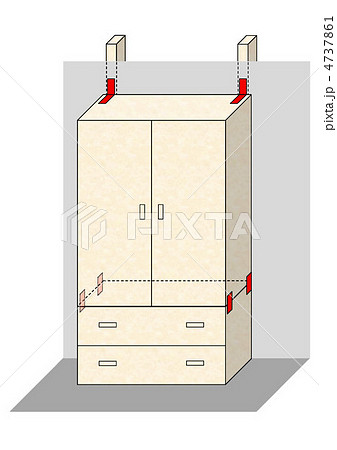家具転倒防止対策金物留め 壁下地入り シンプル２のイラスト素材
