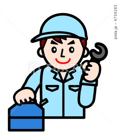 道具を持った作業員のイラスト素材