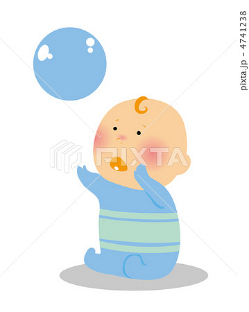 ボール遊びする赤ちゃんのイラスト素材