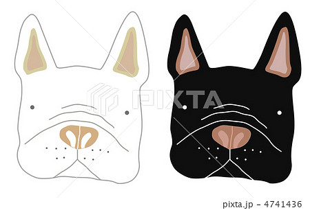 白黒のフレンチブルドッグのイラスト素材