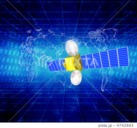 世界地図と通信衛星イメージ 世界地図と通信衛星イメージ 4742603