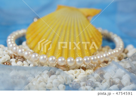 ヒオウギ貝と真珠のネックレス 4754591