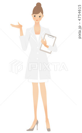 白衣の女性 右手 のイラスト素材