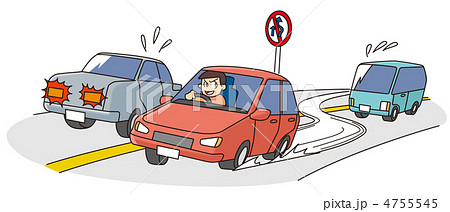 車の危険運転 無理な追越し のイラスト素材