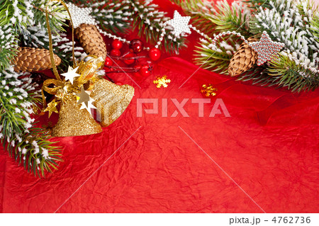 Christmas border from branch and bells Christmas border from branch and bells 4762736
