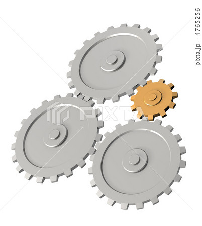 The 3d gold gear, rotating three steel gears 4765256