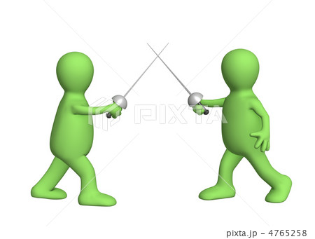 Two 3d persons - puppets, fencing swords 4765258