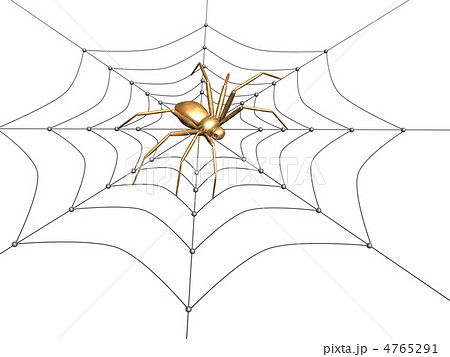 3d spider from the gold, sitting on a web 4765291