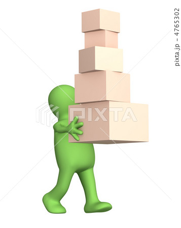 The 3d person a puppet, carrying boxes 4765302