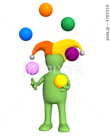 3d Clown Puppet Juggling With Color Ballsのイラスト素材