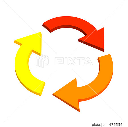 Three 3d Arrows Showing Recycling Movementのイラスト素材