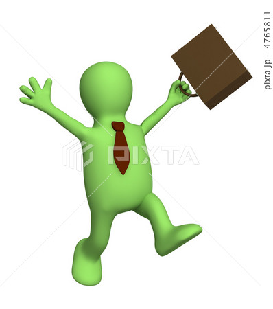 Happy puppet - businessman with a portfolio Happy puppet - businessman with a portfolio 4765811
