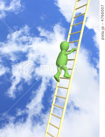 3d  puppet, rising upwards on a ladder 4766007