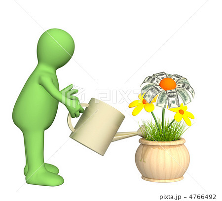 3d puppet, watering monetary flower 3d puppet, watering monetary flower 4766492