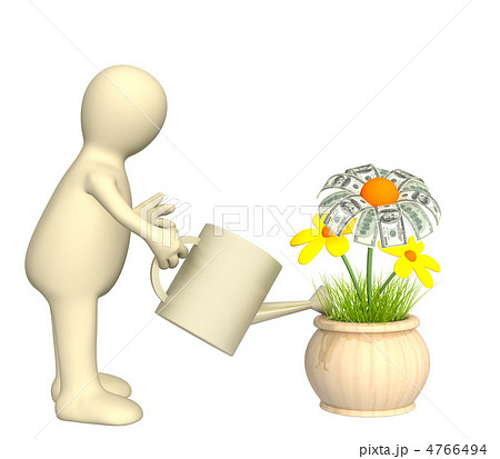 3d puppet, watering monetary flower 4766494
