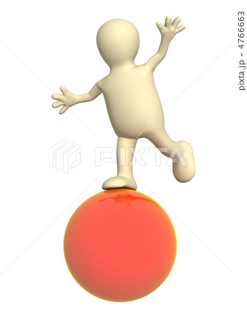 3d puppet, balancing on a red ball 3d puppet, balancing on a red ball 4766663
