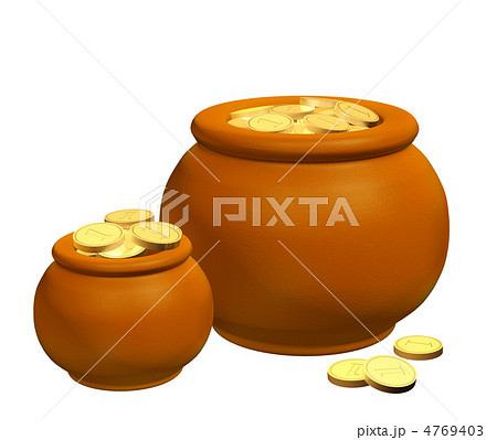 Pots with golden coins 4769403