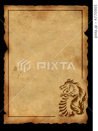 Sheet of ancient parchment with the image of a dragon 4770905