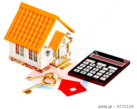Two gold keys, house and calculator 4771119