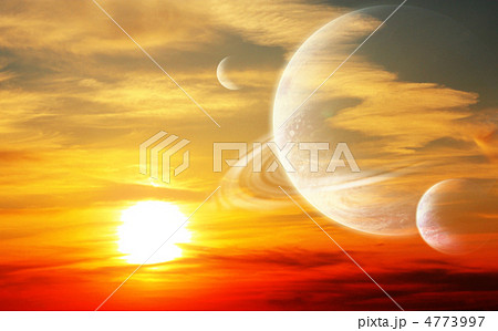 Sunset in alien planet 4773997
