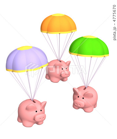 Piggy banks, flying on parachutes 4775670