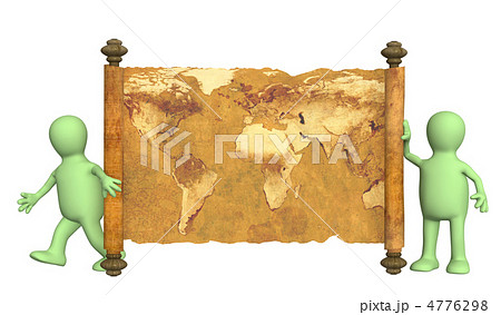 3d puppets with the ancient map 4776298