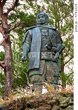 Statue Of Kenshin Uesugi Kasugayama Castle Stock Photo